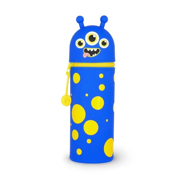 Legami 2-in-1 Silicone Pencil Case Stationery Organiser Blue Kawaii Monster