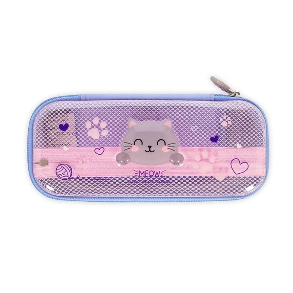 Legami Wonderwow Pencil Case Stationery Organiser 50x23cm Purple Kitty
