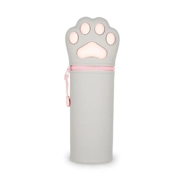 Legami 2in1 Silicone Pencil Case Stationery Organiser Grey Kawaii Kitty Paw