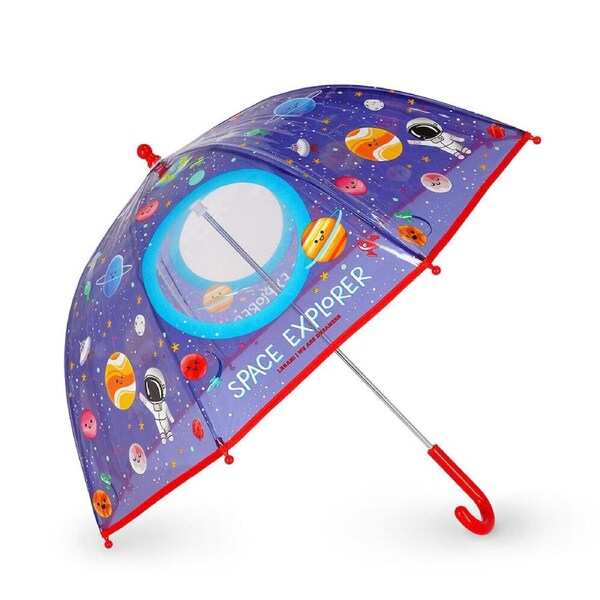 Legami Wind-Resistant Dome Umbrella Kids/Children Clear/Blue Space