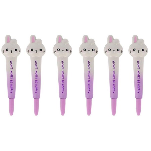 6PK Legami Squishy Gel Pen School/Office Writing Stationery Purple Bunny