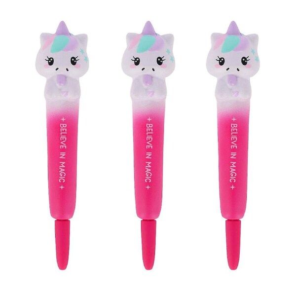 3PK Legami Squishy Gel Pen School/Office Writing Stationery Pink Unicorn