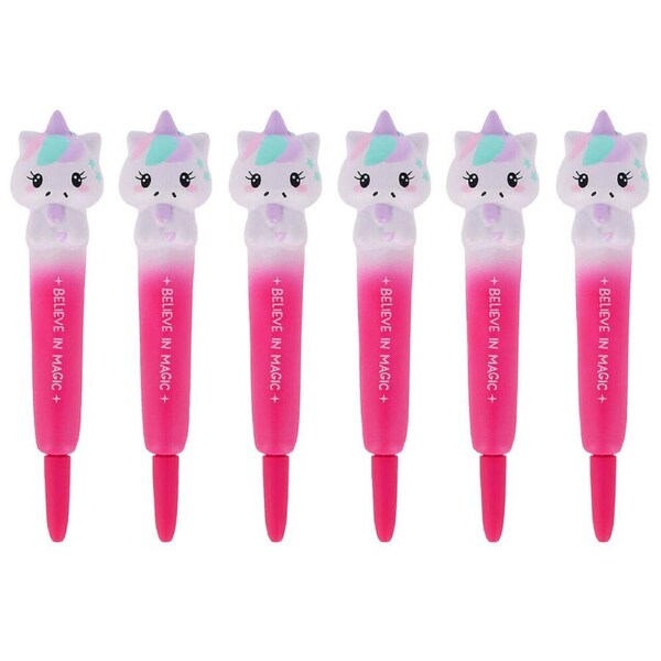 6PK Legami Squishy Gel Pen School/Office Writing Stationery Pink Unicorn
