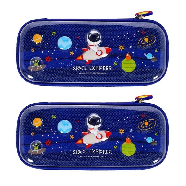 2PK Legami Wonderwow Pencil Case Stationery Organiser 50x23cm Blue Space