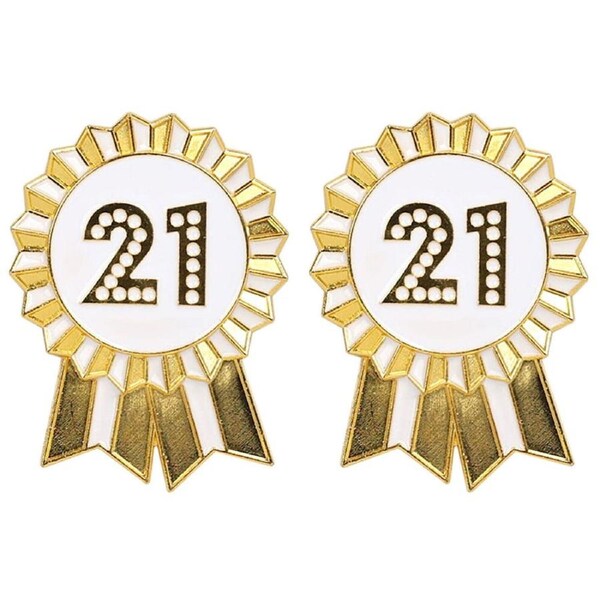 2PK Talking Tables Enamel Badge 21st Birthday Party Decoration 6cm Luxe Gold
