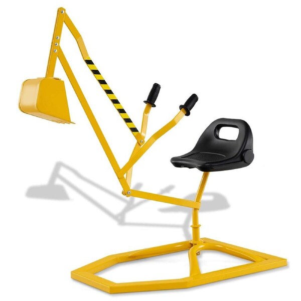 Costway Sand Digger Toy w/Shovel 112cm 2-Handed Control Outdoor 360° Rotatable Ride on Excavator Sandbox Toy