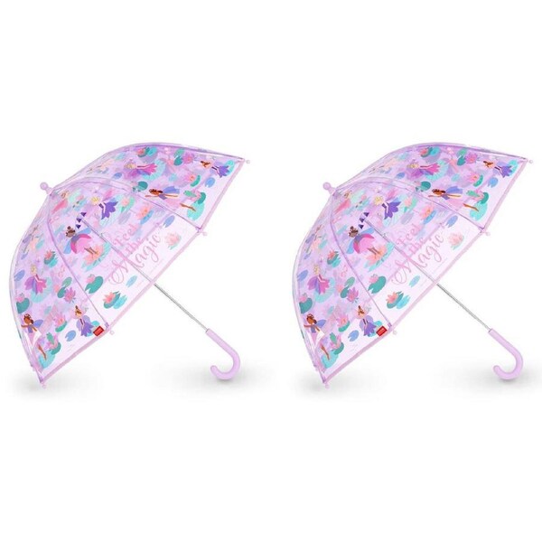 2PK Legami Wind-Resistant Dome Umbrella Kids/Children Clear/Purple Fairy