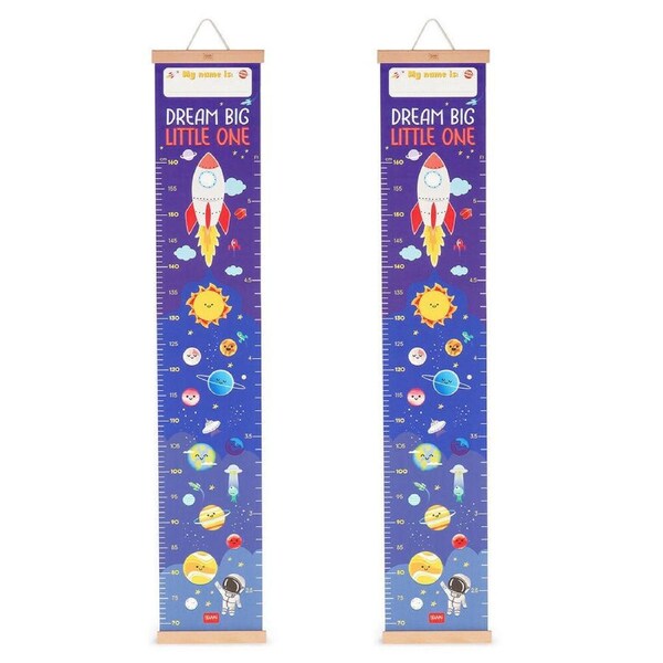 2PK Legami Dream Big Little One Wall-Hanging Height Chart 160cm Blue Space