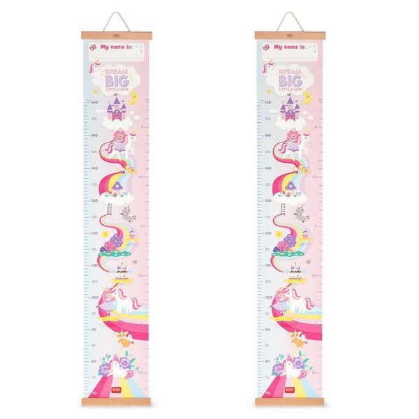 2PK Legami Dream Big Little One Wall-Hanging Height Chart 160cm Pink Unicorn
