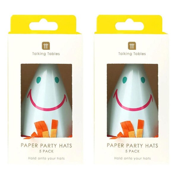 2x 5pc Talking Tables Party Hats Happy/Smiley Face Celebration Decoration