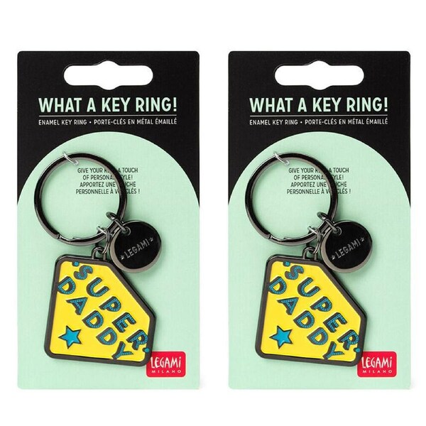 2PK Legami What A Key Ring Enamel Keyring Charm Bag Accessories Super Daddy