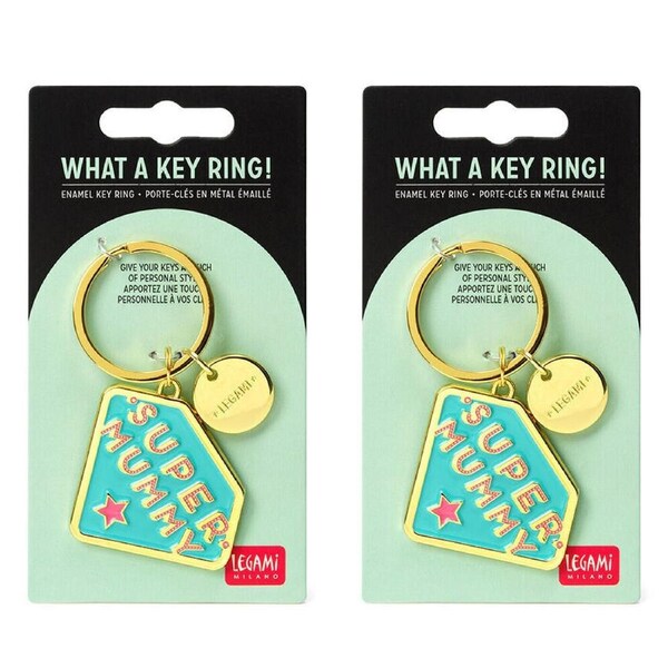 2PK Legami What A Key Ring Enamel Keyring Charm Bag Accessories Super Mummy