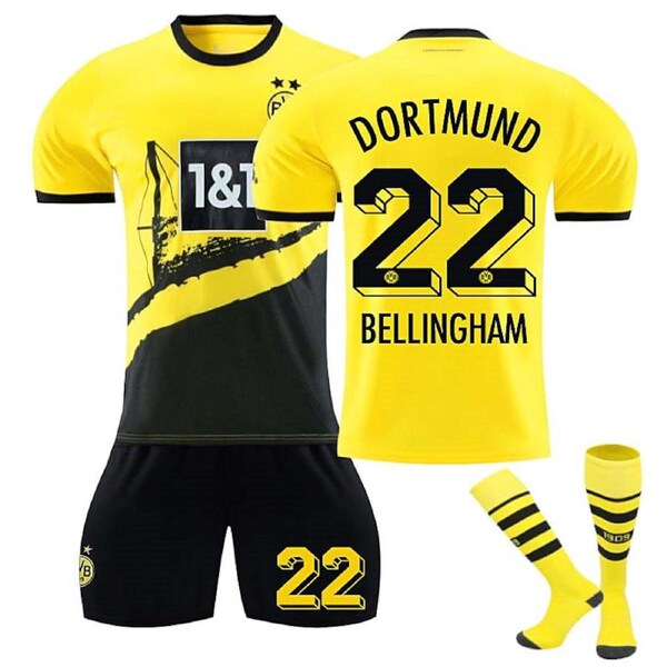 Nevenka Dortmund Home Jersey BELLINGHAM #22 Soccer Jersey Kids Adult 3-Pieces Jersey Kits 24