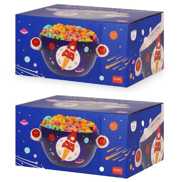 2PK Legami Buongiorno Stoneware Cereal Bowl Children/Kids 12x9cm Blue Space