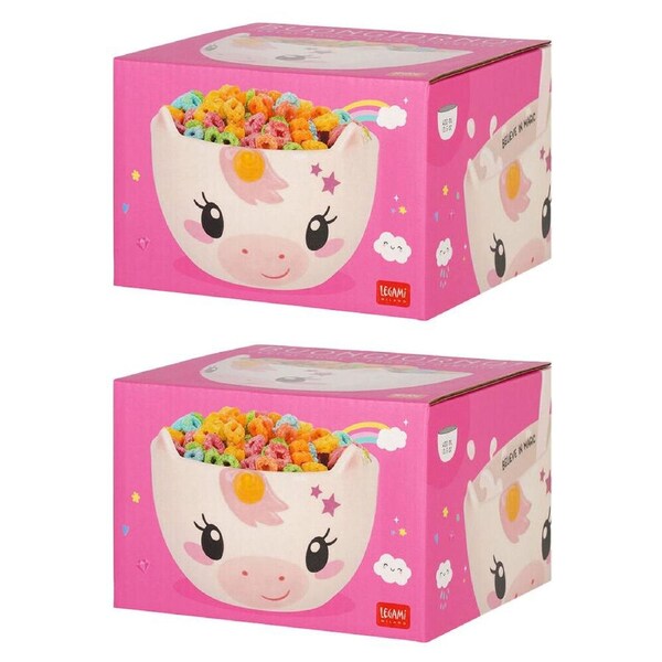 2PK Legami Buongiorno Stoneware Cereal Bowl Children/Kids 12x9cm White Unicorn