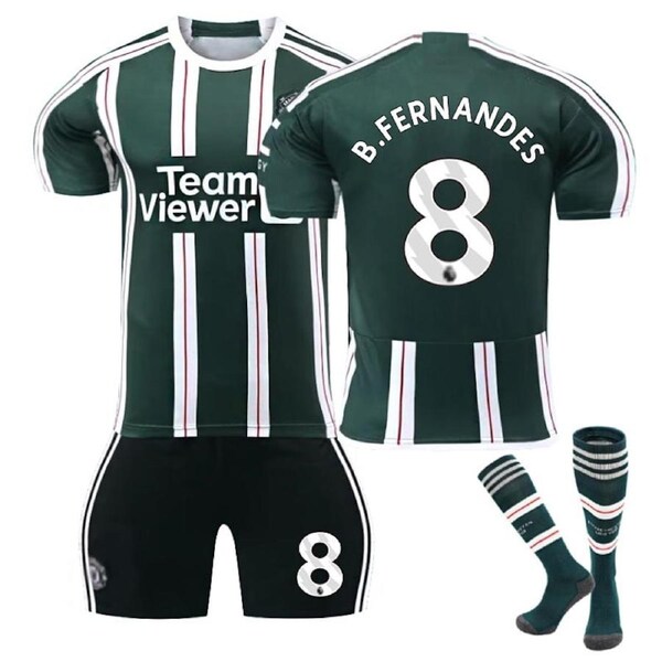 Nevenka Red Devil Man Utd Away Jersey B.FERNANDES #8 Soccer Jersey Kids Adult 3Pcs Jersey Kits 22