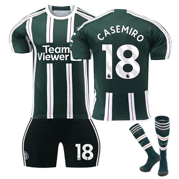 Nevenka Red Devil Man Utd Away Jersey CASEMIRO #18 Soccer Jersey Kids Adult 3Pcs Jersey Kits 2XL