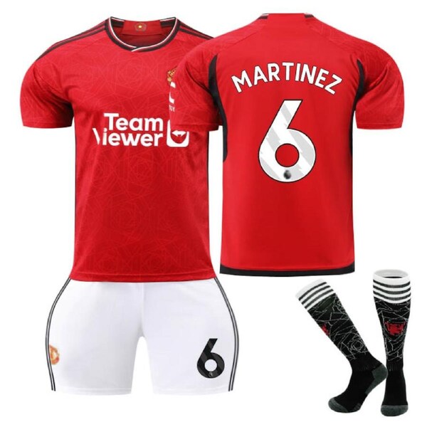 Nevenka Red Devil Man Utd Home Jersey MARTINEZ #6 Soccer Jersey Kids Adult 3Pcs Jersey Kits L