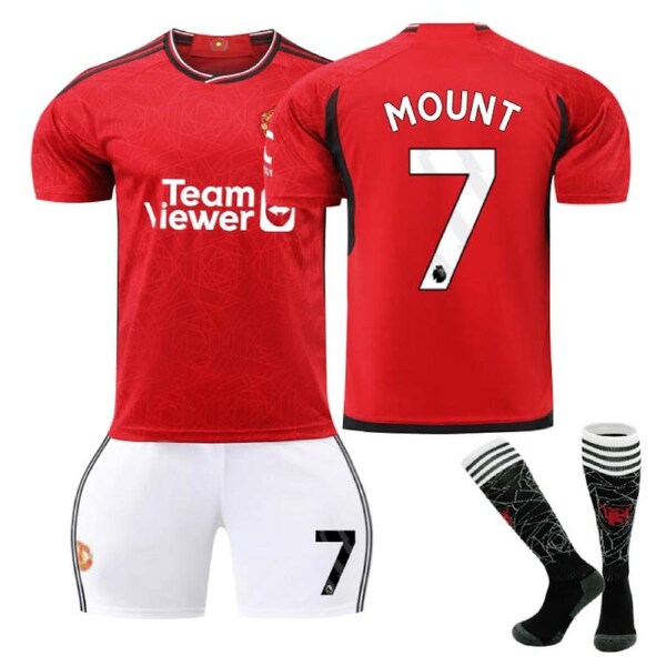 Nevenka Red Devil Man Utd Home Jersey MOUNT #7 Soccer Jersey Kids Adult 3Pcs Jersey Kits L