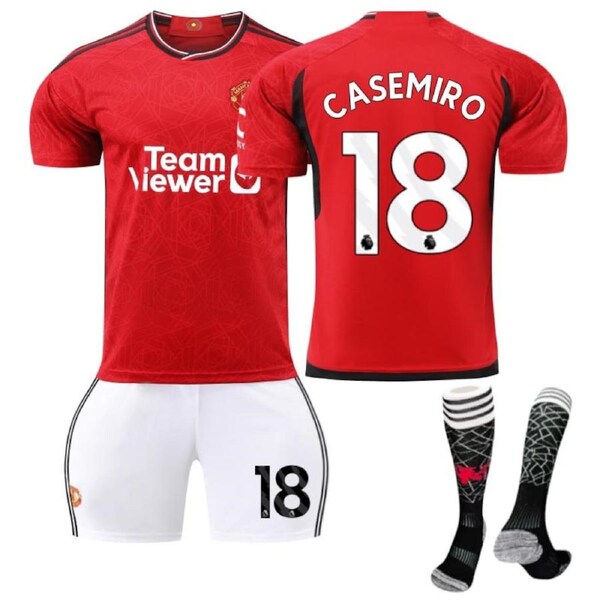 Nevenka Red Devil Man Utd Home Jersey CASEMIRO #18 Soccer Jersey Kids Adult 3Pcs Jersey Kits 26