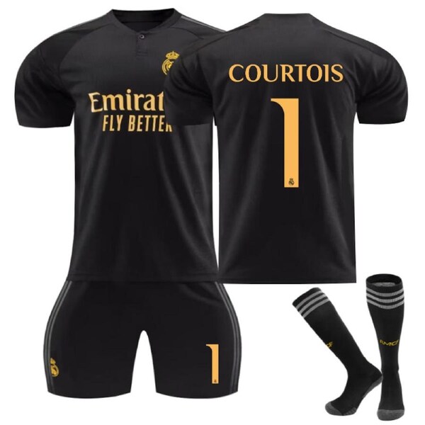 Nevenka Real Madrid Second Away Jersey COURTOIS #1 Soccer Jersey Kids Adult 3Pcs Jersey Kits 16