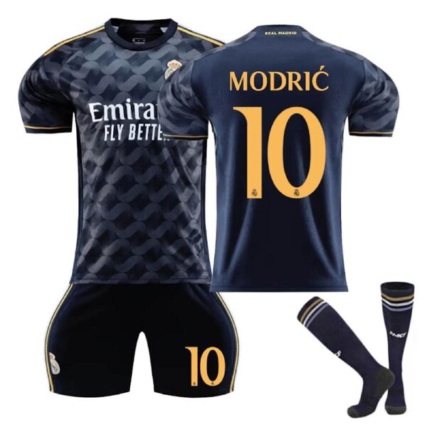 Nevenka Real Madrid Away Jersey MODRIC #10 Soccer Jersey Kids Adult 3Pcs Jersey Kits 26