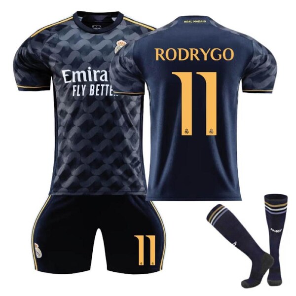 Nevenka Real Madrid Away Jersey RODRYGO #11 Soccer Jersey Kids Adult 3Pcs Jersey Kits 22
