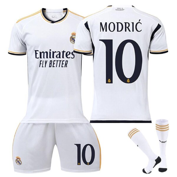 Nevenka Real Madrid Home Jersey MODRIC #10 Soccer Jersey Kids Adult 3Pcs Jersey Kits S