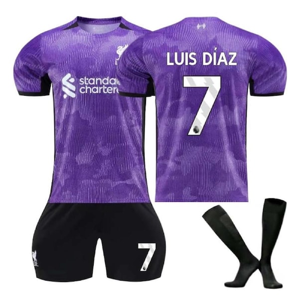 Nevenka Liverpool Second Away Jersey LUIS DIAZ #7 Soccer Jersey Kids Adult 3-Pieces Jersey Kits 18
