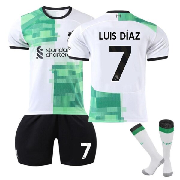 Nevenka Liverpool Away Jersey LUIS DIAZ #7 Soccer Jersey Kids Adult 3-Pieces Jersey Kits S
