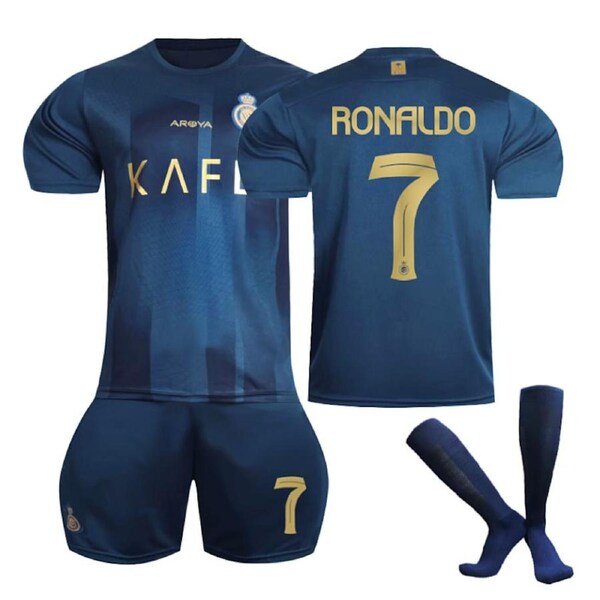 Nevenka Riyadh Away Jersey RONALDO #7 Soccer Jersey Kids Adult 3-Pieces Jersey Kits XL