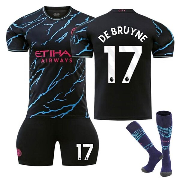 Nevenka Manchester City Second Away EPL Jersey DE BRUYNE #17 Soccer Jersey Kids Adult 3Pcs Jersey Kits 24