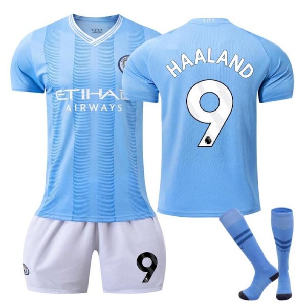 Nevenka Manchester City Home WS Jersey HAALAND #9 Soccer Jersey Kids Adult 3Pcs Jersey Kits 24