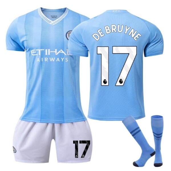 Nevenka Manchester City Home WS Jersey DE BRUYNE #17 Soccer Jersey Kids Adult 3Pcs Jersey Kits 2XL