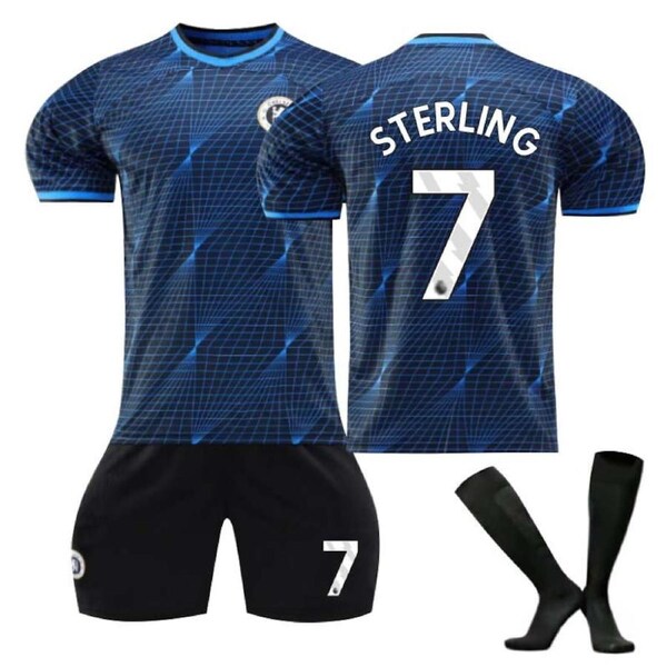 Nevenka Chelsea Away Jersey STERLING #7 Soccer Jersey Kids Adult 3-Pieces Jersey Kits S