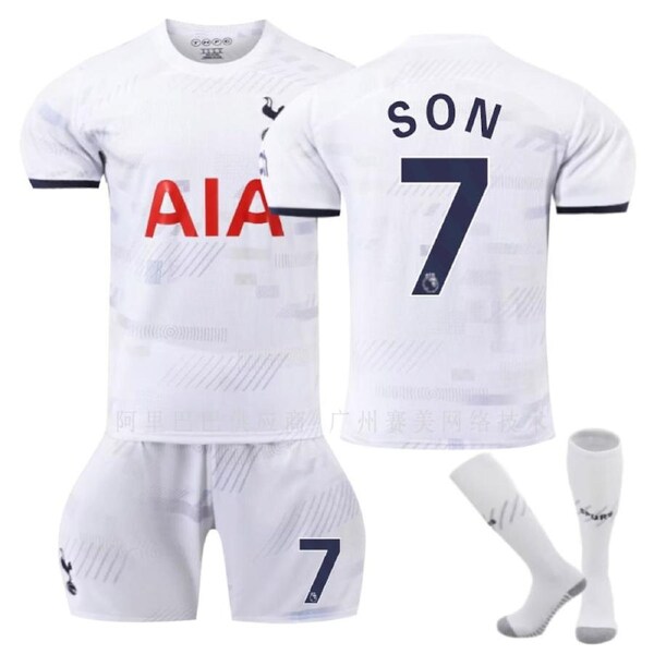 Nevenka Spurs Home Jersey SON #7 Soccer Jersey Kids Adult 3-Pieces Jersey Kits-White 2XL