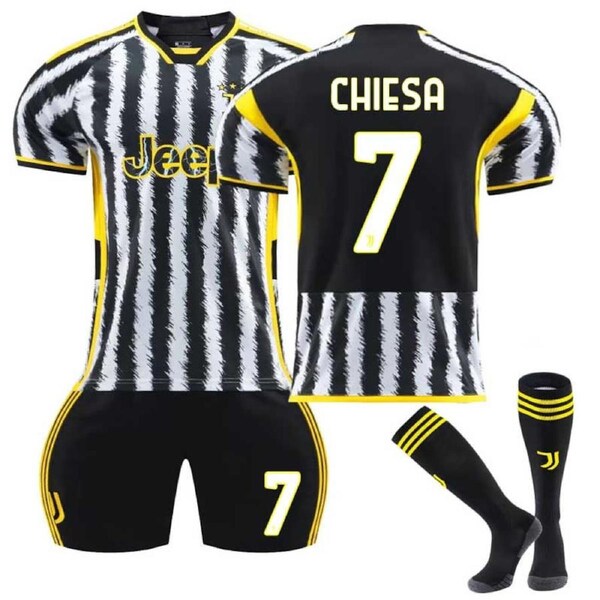 Nevenka Juventus Home Jersey CHIESA #7 Soccer Jersey Kids Adult 3-Pieces Jersey Kits M