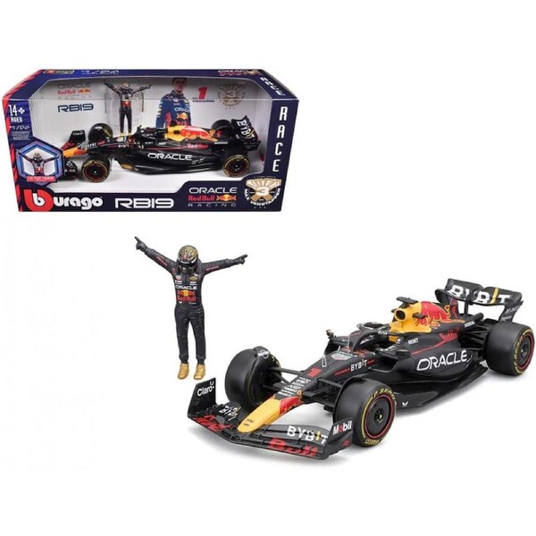 Bburago Formula Racing 2023 F-1 Red Bull Racing RB-19 with #1 Max Verstappen Figurine 1:24 Scale Diecast Vehicle (Refresh)