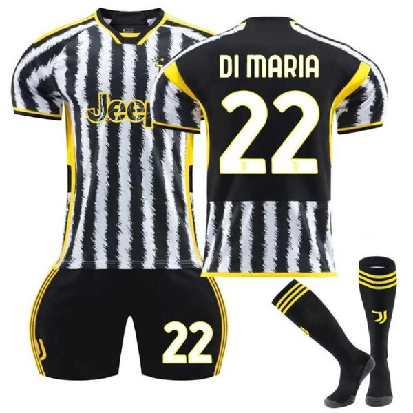 Nevenka Juventus Home Jersey DI MARIA #22 Soccer Jersey Kids Adult 3-Pieces Jersey Kits 24