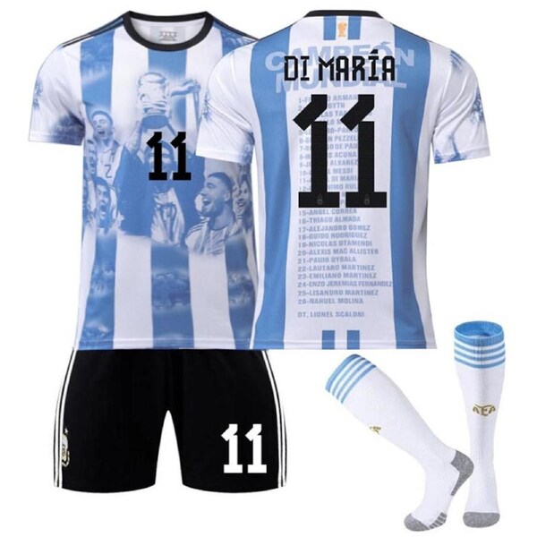 Nevenka Argentina Win Commemoration Jersey 2324 Edition DI MARIA #11 Soccer Jersey Kids Adult 3Pcs Jersey Kits 24