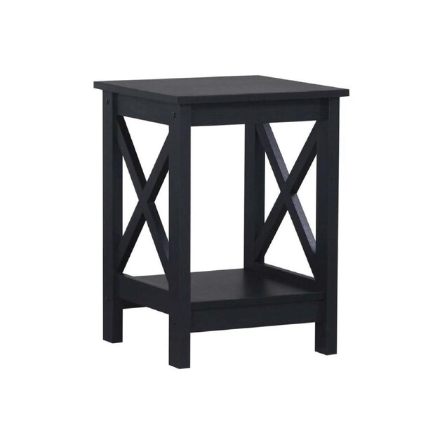 Maestro Furniture Cyrus Wooden Open Shelf End Lamp Side Table Black Oak