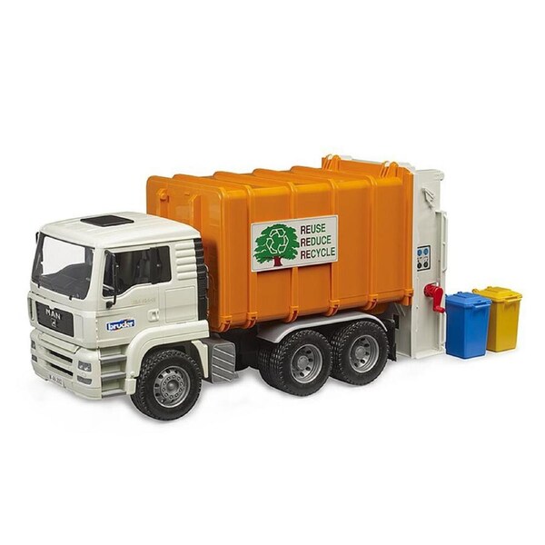 Bruder 1:16 Scale MAN TGA Rear Loading Garbage Truck Model With Bins