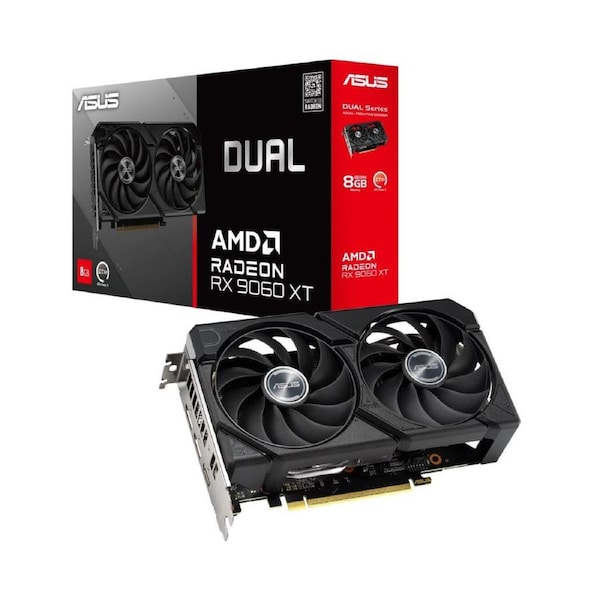 ASUS AMD Radeon Dual RX9060XT 8G GDDR6 20 Gbps 128-bit 2.5 Slot 202 x 120 x 49mm