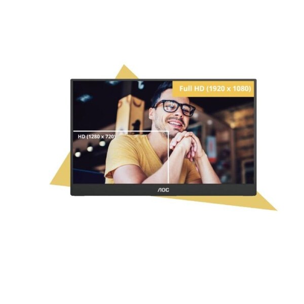 AOC 15.6inch FHD IPS 1920x1080 16:9, 800:1 Contrast 230 Nits 2x USB-C 1x Mini HDMI 2.0 1Wx2 Speakers Foldable Smart Cover VESA Mount Portable Monitor