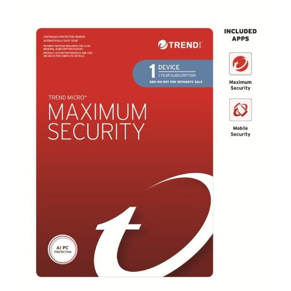Trend Micro Maximum Security (1 Device) 1 Year Add-on Auto Renew OEM