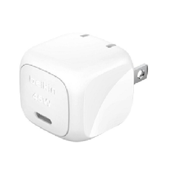 Belkin BoostCharge Compact 45W USB-C PD 3.1 Wall Charger + USB-C to USB-C Cable - White (WCA013au1MWH-B6), Safe & Efficient, 2 Years Warranty