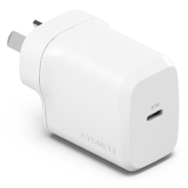 Cygnett PowerPlus 30W USB-C PD GaN Fast Wall Charger -White(CY4736PDWCH),Portable,Best for iPhone,Samsung's PPS & USB-C Devices, 2 Years Warranty