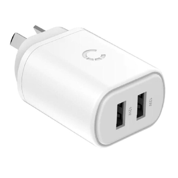 Cygnett PowerPlus 12W Dual Port (2x USB-A 12W) Wall Charger-White(CY3671PDWLCH),Small,Lightweight & Compact Design,Travel Ready, 2 Years Warranty