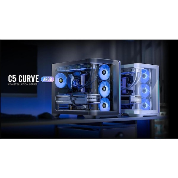 Antec C5 Curve ARGB ATX Micro-ATX ITX 4mm Tempered Glass LED Control Button USB 3.0 x 2 Type-C 3.2 Gen 2 x 1 MIC x 1 HD-AUDIO x1 Mid Tower White Case