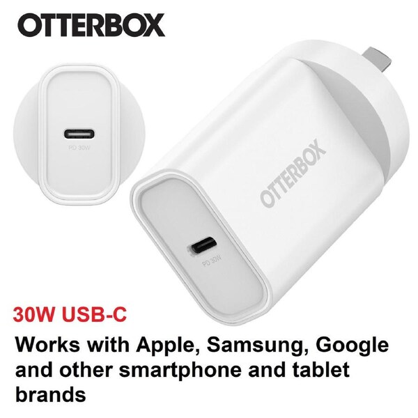 OtterBox 30W USB-C (Type I) PD Fast Wall Charger - White (78-81353), Compact
